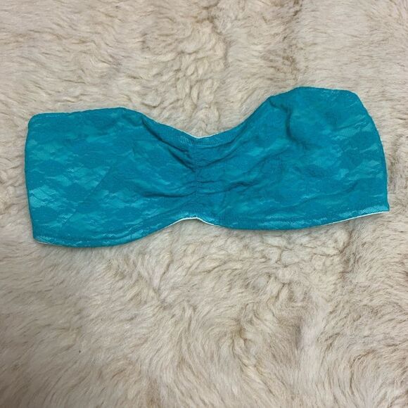 PINK Victoria’s Secret Blue & Green Lace Bandeau Bralette size M - Picture 3 of 5